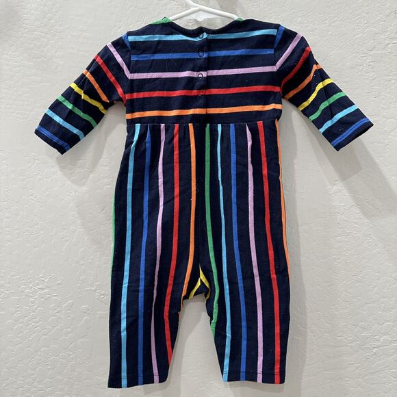 Primary Dark Rainbow Stripe Baby Long Sleeve Romper - Picture 7 of 7
